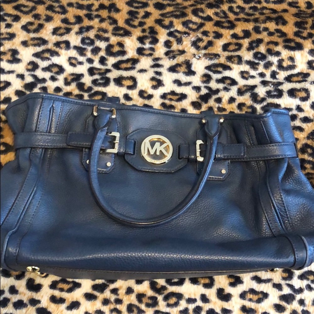 Michael Kors navy blue genuine leather
